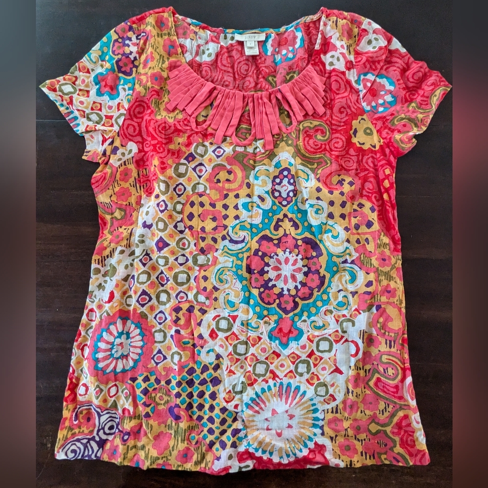 J. Crew Batik Print Blouse Women's 4